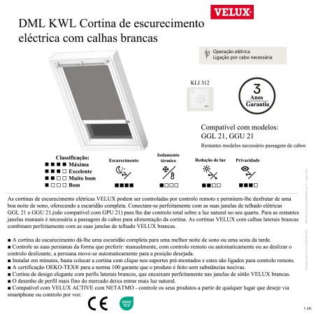 DML KWL Cortina de escurecimento eléctrica com calhas brancas