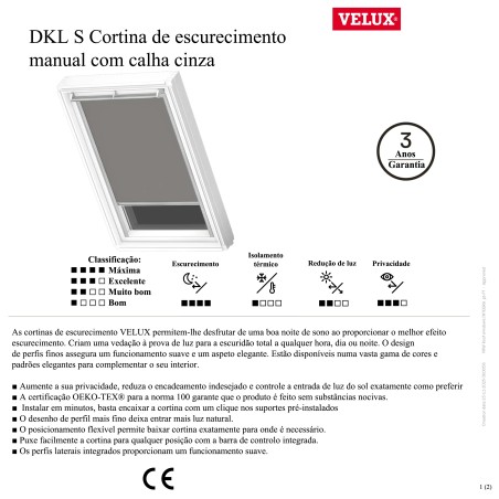 DKL S Cortina de escurecimento manual com calhas cinza