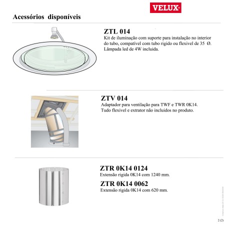 TWR 014 Tunel solar rígido VELUX - Ø 350mm