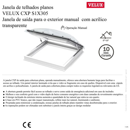 CXP S1X305 Janela de saída para o exterior manual com acrilico transparente