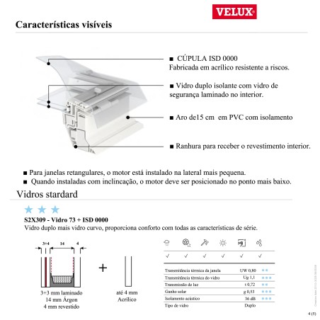 CSP Janela de desenfumagem com  cúpula de acrílico transpartente