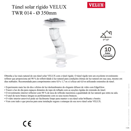 TCR 0K14 - Tunel solar rígido VELUX para cobertura plana - Ø 350mm
