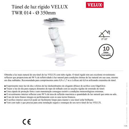TCR 0K14 - Túnel de luz rigido VELUX para cobertura plana - Ø 350mm