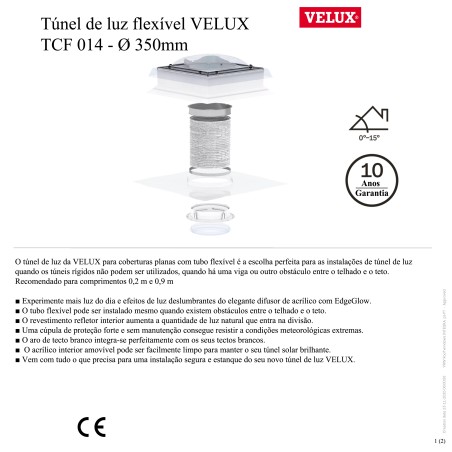 TCF 0K14 - Túnel de luz flexível VELUX para cobertura plana - Ø 350mm