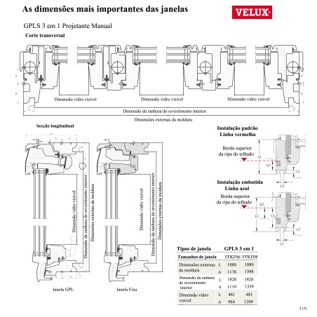 GPLS 3 em 1 janela projectante manual