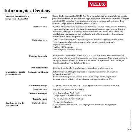 DSU Cortina de escurecimento a energia solar