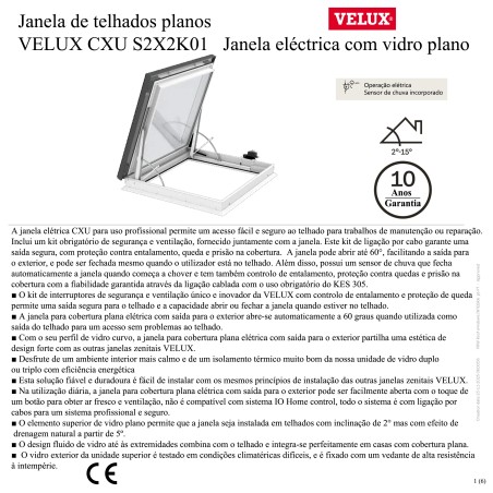 CXU S2X2K01 Janela eléctrica de saída para o exterior para uso profissional com vidro plano