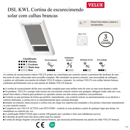 DSL KWL Cortina de escurecimento solar com calhas brancas