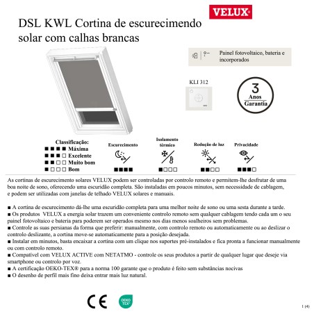 DSL K Cortina de escurecimento solar com calhas cinza