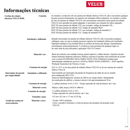 RML KWL Cortina rolante elétrica com calhas brancas